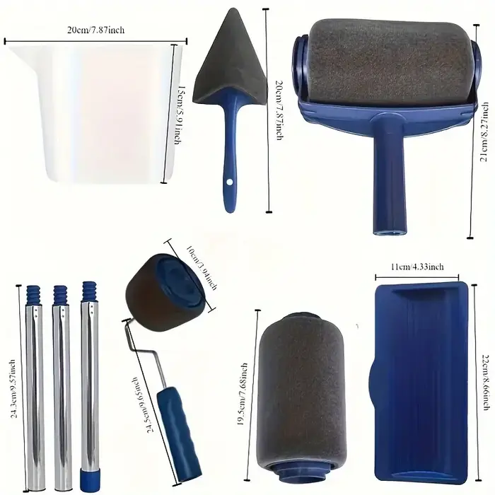Ensemble de 5 pièces rouleau de peinture multifonctionnel brosse d'angle poignée outil