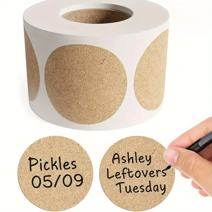 Étiquettes autocollantes circulaires en papier Kraft