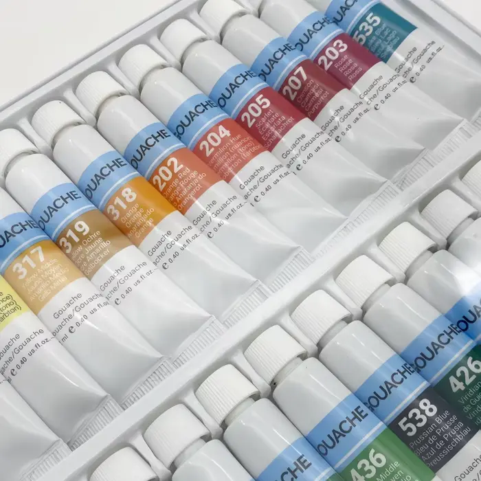 12 couleurs/24 couleurs Gouache peinture ensemble boîte Art