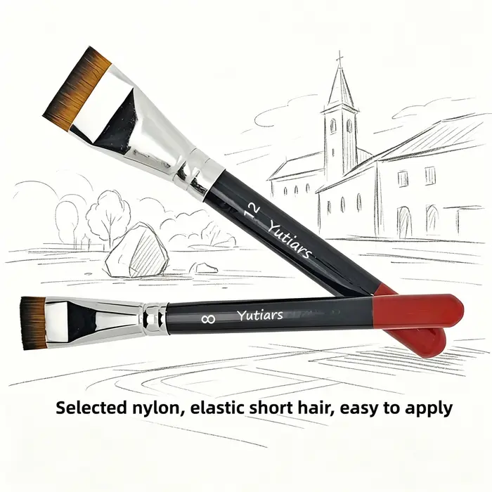 Ensemble de pinceaux plats larges en nylon Yutiars Lacquer Art (4+4 pièces)
