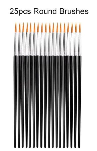 Ensemble de pinceaux à peinture plats et ronds, brosses à cheveux plates pointues en Nylon pour pein