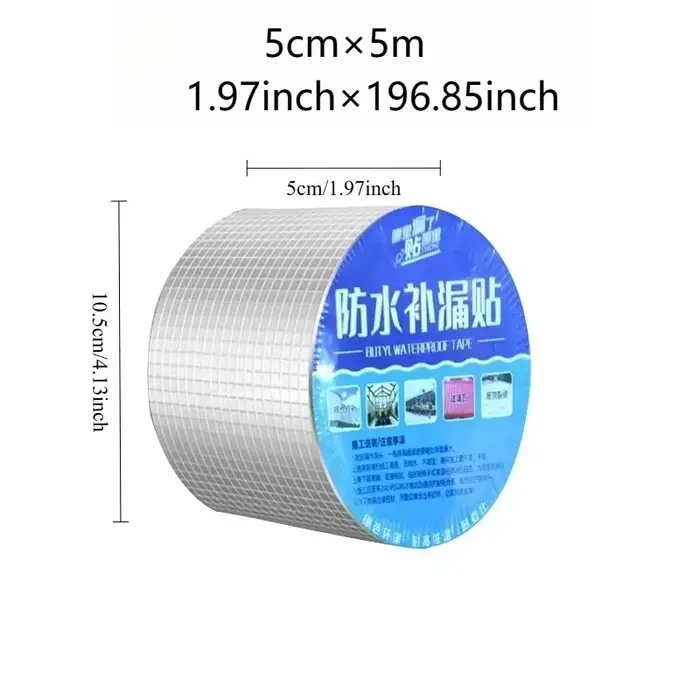 1 pièce Ruban Butyle Auto-adhésif en Feuille d'Aluminium pour Réparation de Fuites de Toiture