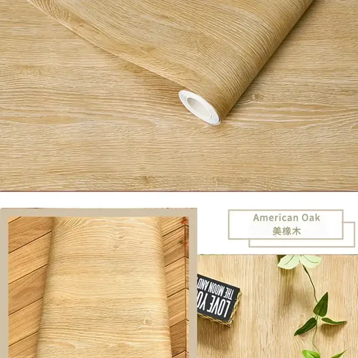 Papier peint auto-adhésif imperméable à l'eau à effet bois pour tables