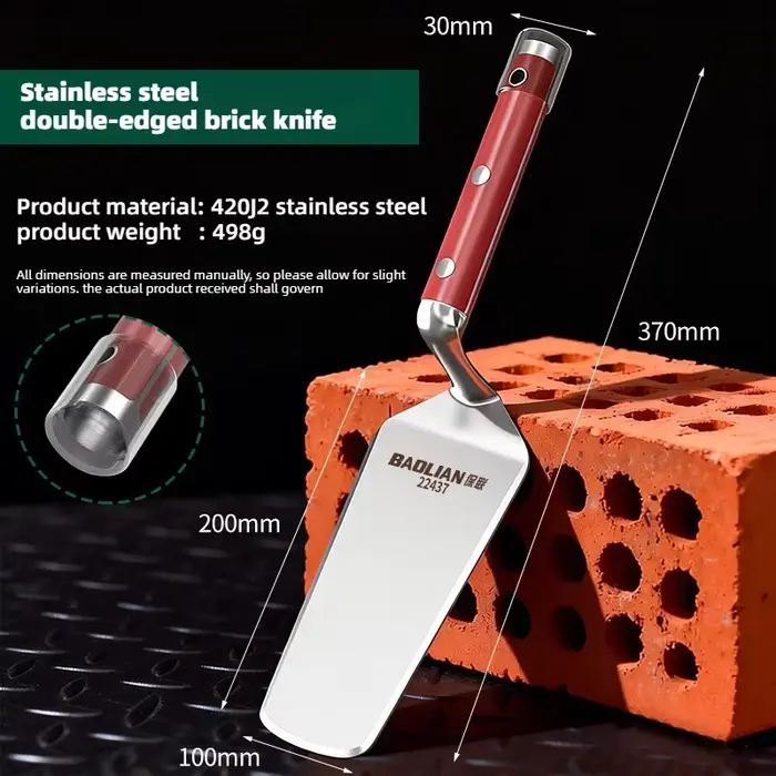 Truelle de maçonnerie robuste à double tranchant en acier inoxydable BAOLIAN - Outil de plâtrage
