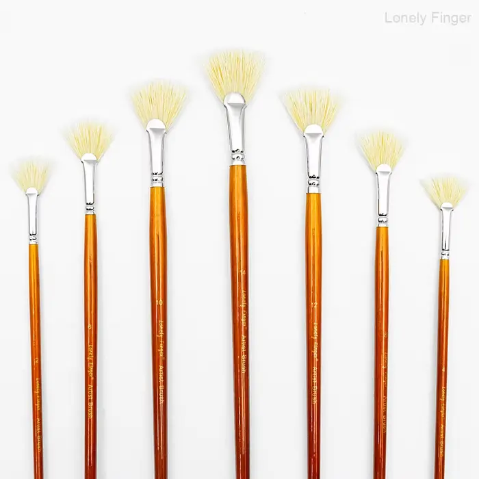 Pinceau en éventail pour peinture, ensemble de pinceaux en éventail 7/14 pièces avec poils naturels 