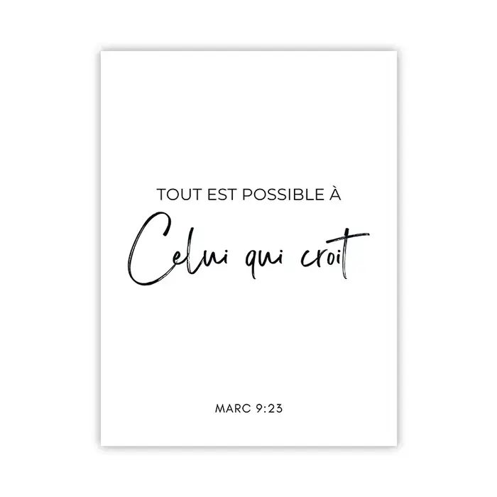 1 pièce, toile d'art murale avec impression de versets bibliques français, citation chrétienne, psau