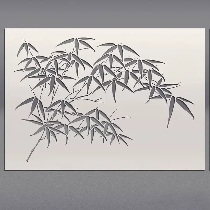 Pochoir en bambou motif feuilles 11,7*8,3 pouces pour la peinture au pinceau, gabarits de dessin pou
