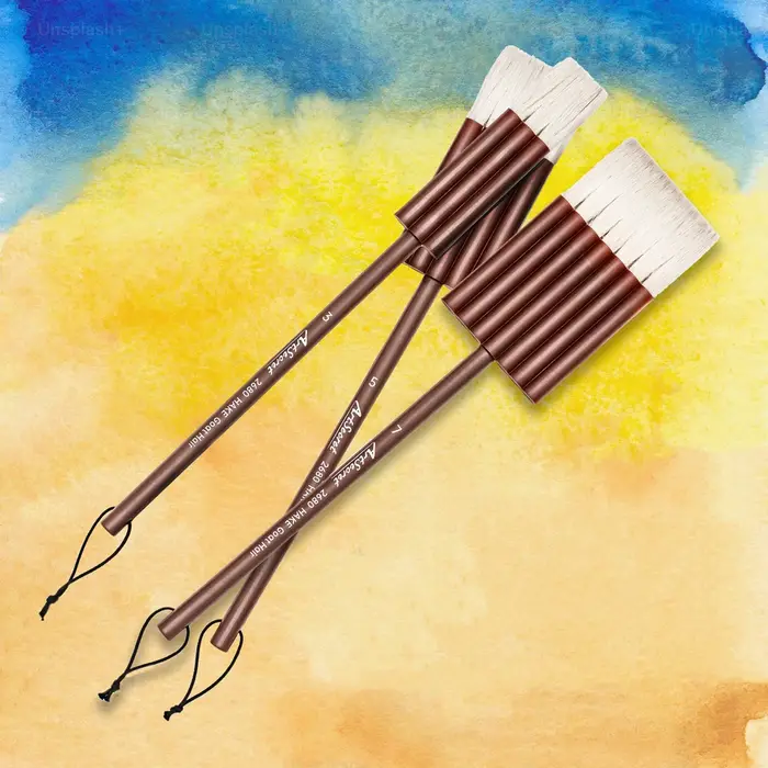 Artsecret-Pinceau plat en poils de chèvre doux pour peinture