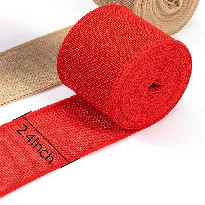 Rouleau de Ruban Coloré en Toile de Jute Naturelle