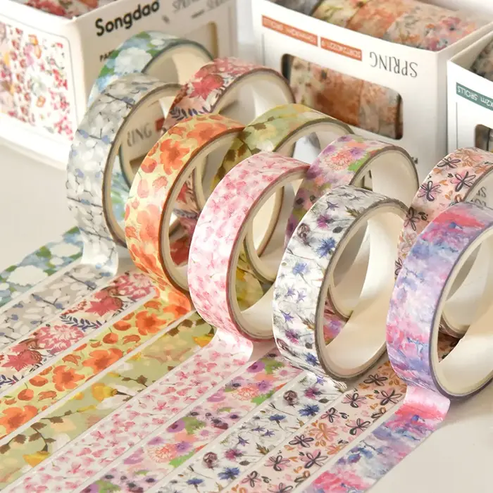 5 rouleaux/ensemble esthétique ruban adhésif décoratif Floral fleur Washi