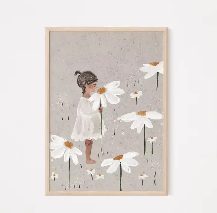 Affiche ours canard, fleur bohème chambre d'enfants