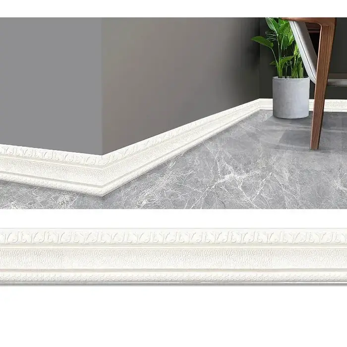 Papier peint texturé 3D de 2,3 m, décoration de plinthe, autocollant mural imperméable pour salon et chambre à coucher