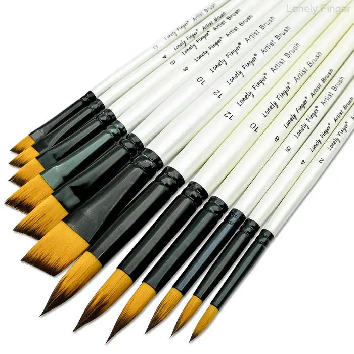Pinceaux ronds et angulaires pour peinture acrylique