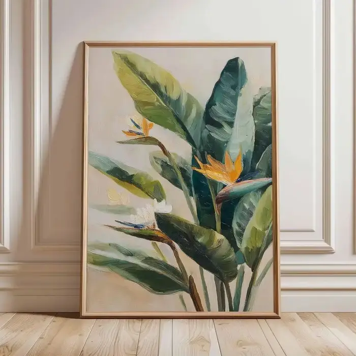 Affiche de fleurs d'oiseau de paradis – Impression d'art mural botanique tropical