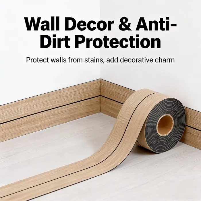 1 rouleau d'autocollant mural auto-adhésif en PVC imitation grain de bois