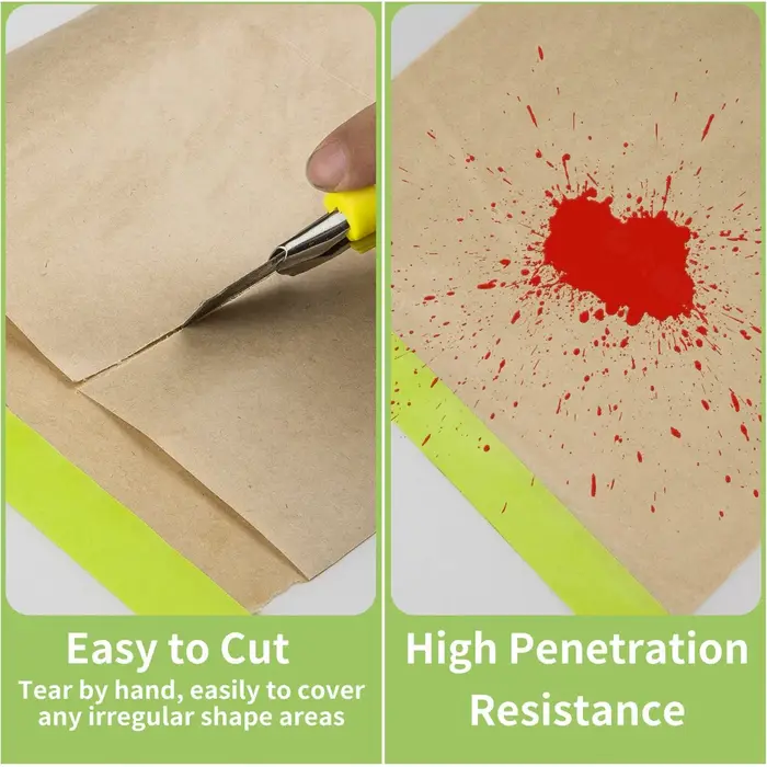 Papier de masquage pré-adhésif pour traitement mural