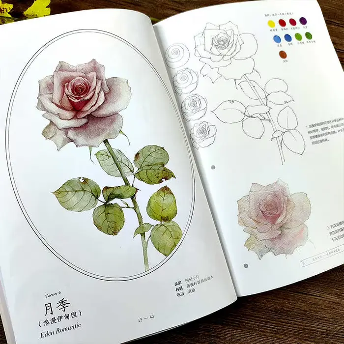 Nouveau Livre Pratique de Peinture à l'Aquarelle sur le Thème des Fleurs 2026 pour Débutants