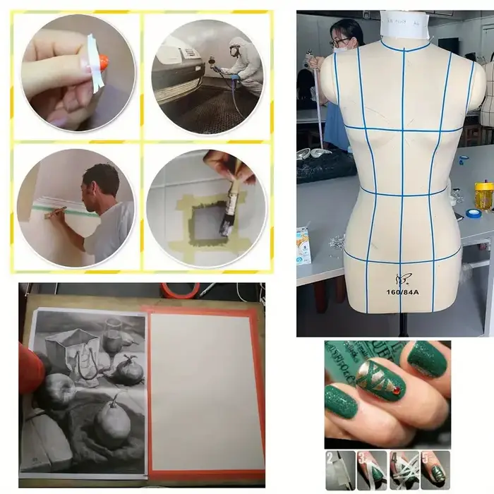 Ruban en papier jaune de 3 tailles-3/6 rouleaux artistiques pour le masquage de peinture en aérosol