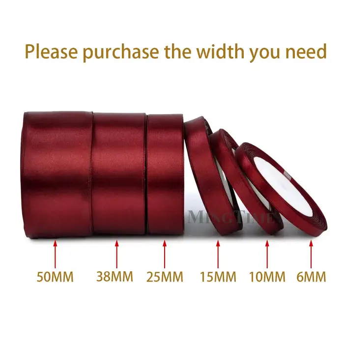 Ruban en Satin bordeaux 25yards 6mm 10mm 15mm 25mm 38mm 50mm, ceinture cadeau, nœud artisanal fait à