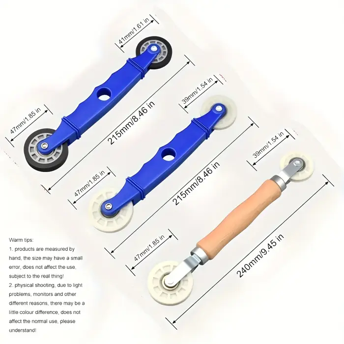 Outil de rouleau de canal de bande LED - 2 rainures en U et roues plates avec poignées en bois/plastique | Instalez