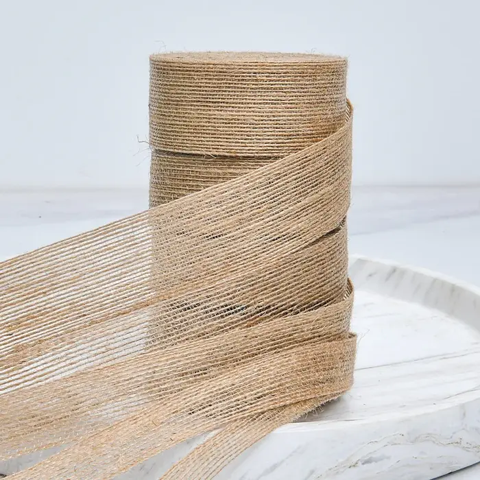 Ruban en toile de jute naturelle vintage