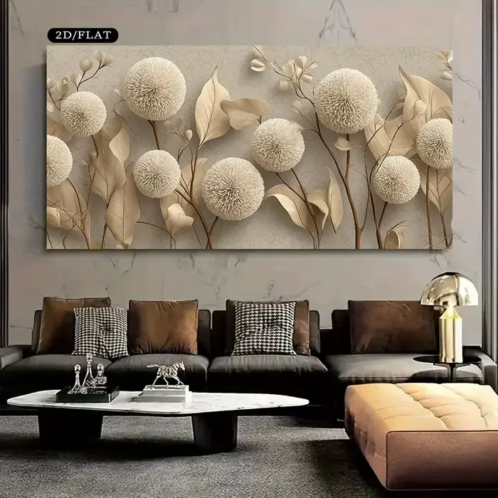 Grande toile murale moderne sans cadre, élégantes feuilles florales, peinture sur toile de haute qua