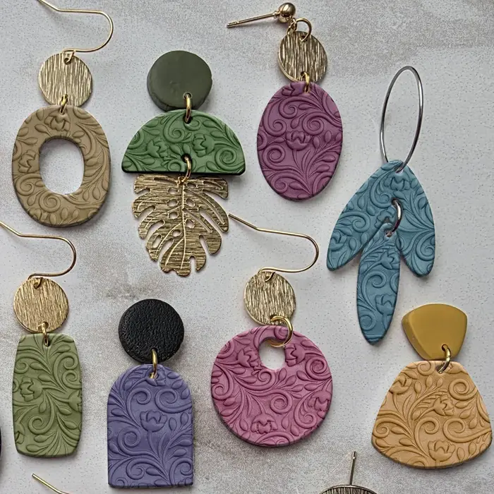 Rouleau de Texture en argile polymère avec motifs floraux
