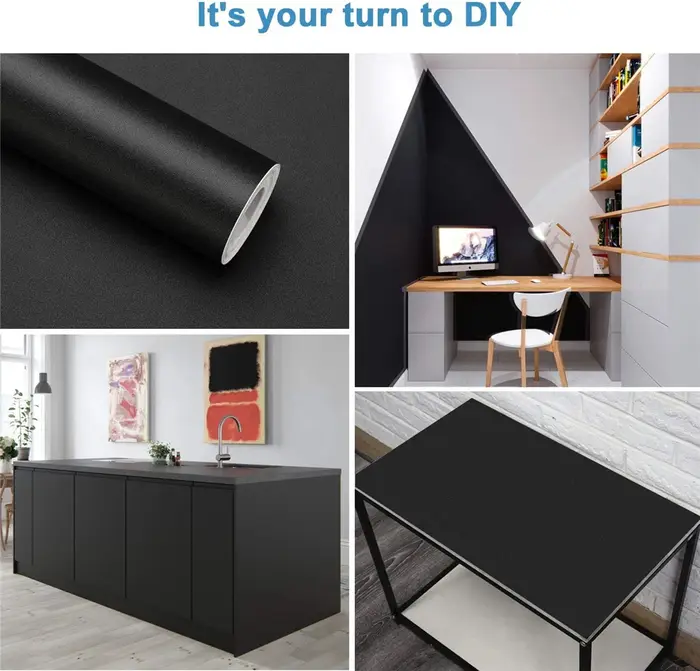 Papier peint mat noir imperméable en vinyle