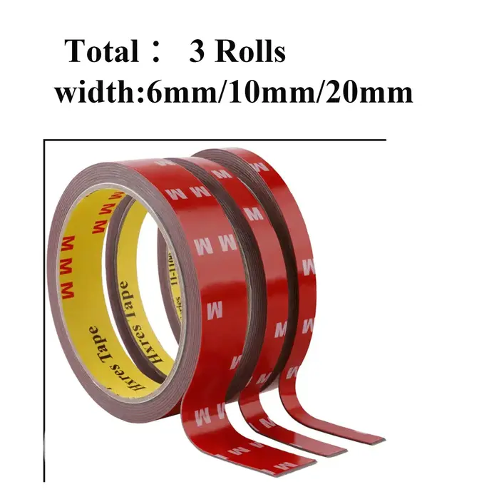 3 rouleaux de rubans adhésifs noirs double face extra résistants