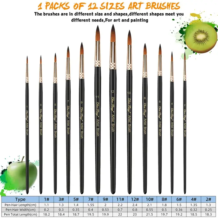 Ensemble de pinceaux professionnels pour peinture à l'huile