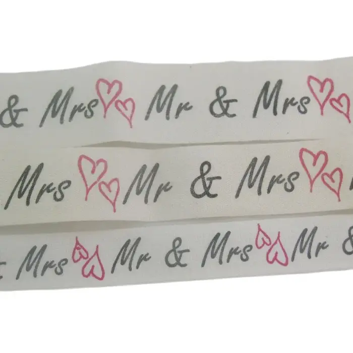 Rubans en coton imprimés Mr & Mrs
