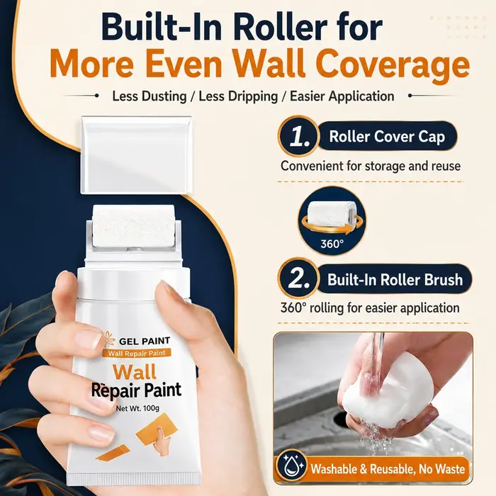 Peinture de réparation murale blanche avec rouleau intégré 100g – Gel de retouche à séchage rapide pour taches