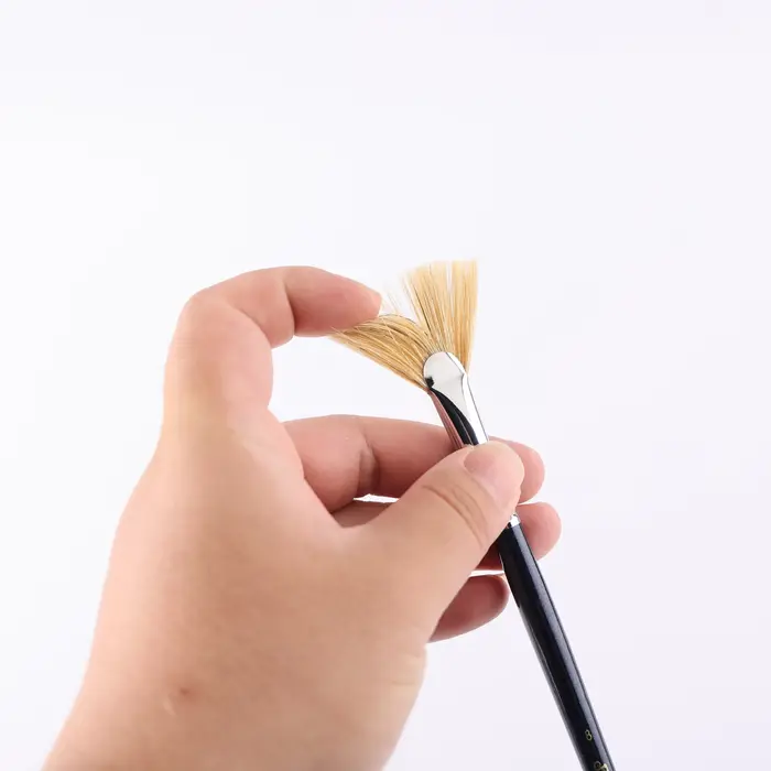 Ensemble de pinceaux à huile bleus à long manche et poils en forme d'éventail