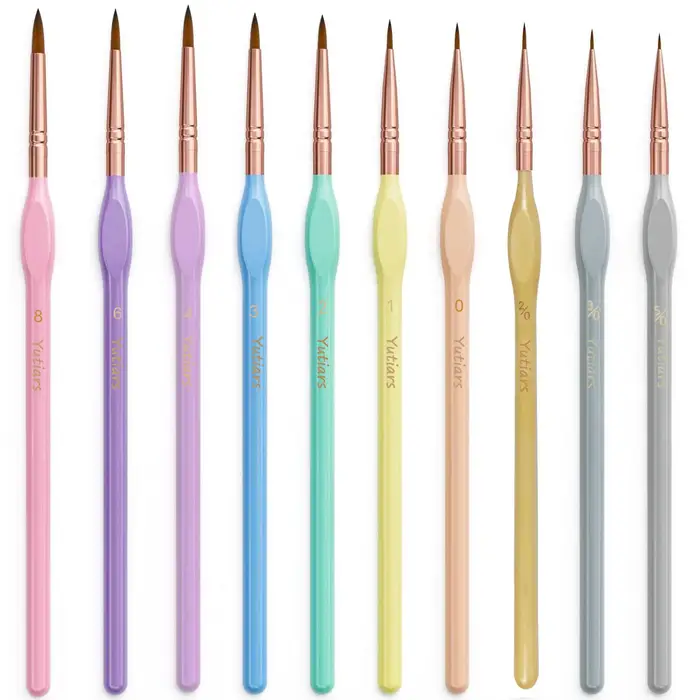 10 pièces pinceau à détails fins Kit de pinceaux de peinture miniatures Mini ensemble