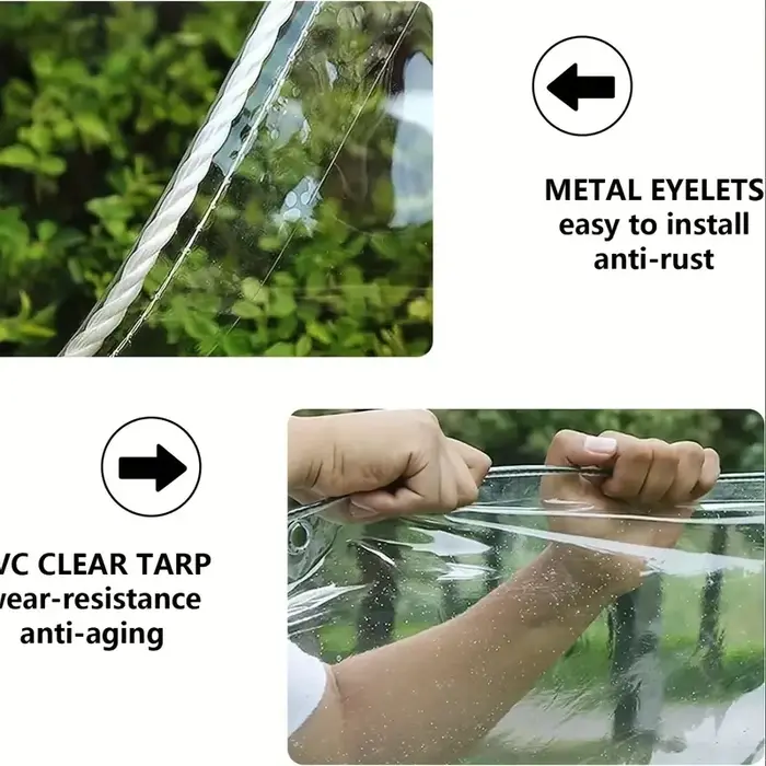 Bâche transparente imperméable en PVC avec œillets