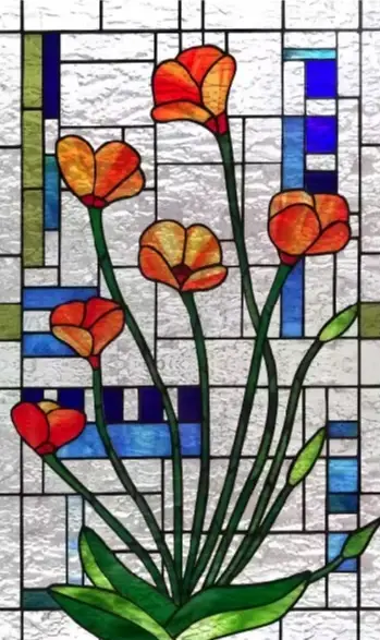 Film de fenêtre en verre rétro de style européen, givré électrostatique, sans adhésif, peinture arti