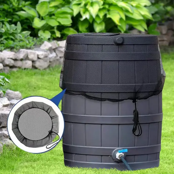 Housse de tonneau de récupération d'eau de pluie avec cordon de serrage réglable