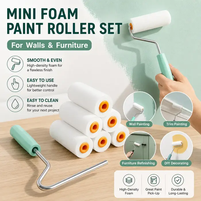 2 rouleaux de peinture en mousse durables de 100 mm
