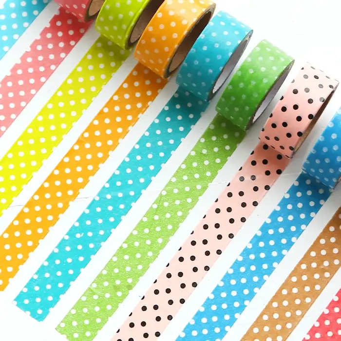 1 rouleau de ruban adhésif Washi décoratif à points simples