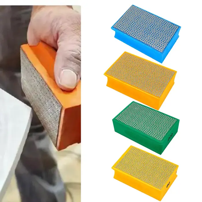 1 pièce 60/100/200/400 # Bloc de ponçage par galvanoplastie, tampons de polissage portatifs pour le bois, le verre, le marbre, le métal, le meulage