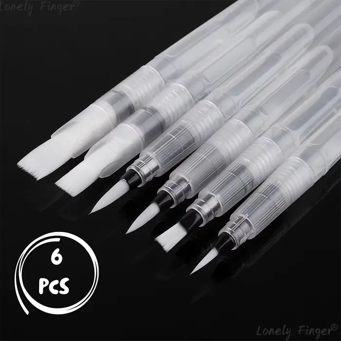 6/12 pièces stylo pinceau aquarelle pour artiste étudiant peinture lettrage pointe plate/pointe pinc