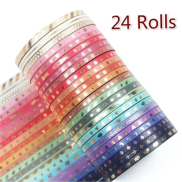 24 rouleaux de ruban adhésif Washi à motif de paillettes