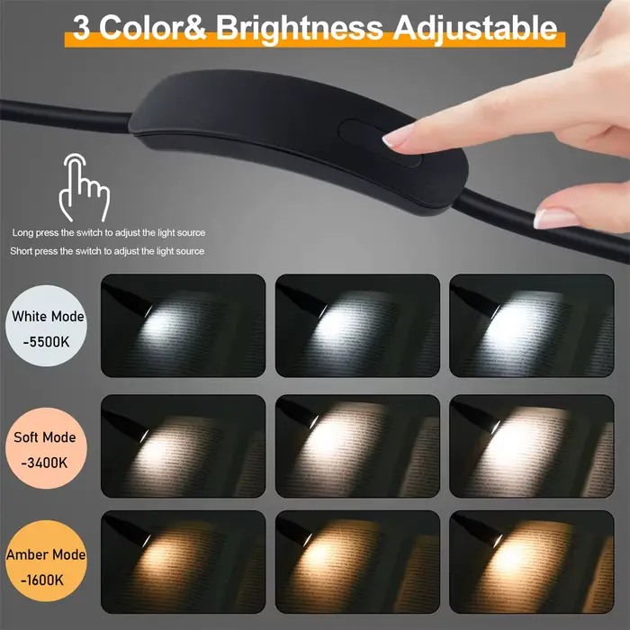 Lampe de lecture LED rechargeable par USB 360 °   Lampe de lecture à bras Flexible, lampe de cou pou