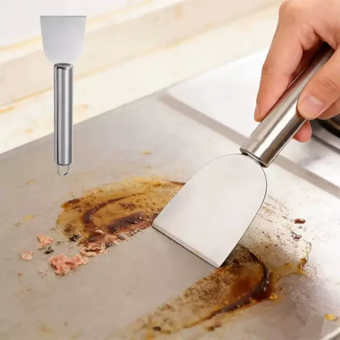 Lot de 2 grattoirs de nettoyage polyvalents en métal pour taches d'huile de cuisine