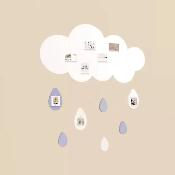 Tuiles murales en feutre Nuages et Gouttes de Pluie, Tableaux d'affichage en liège pour la décoratio