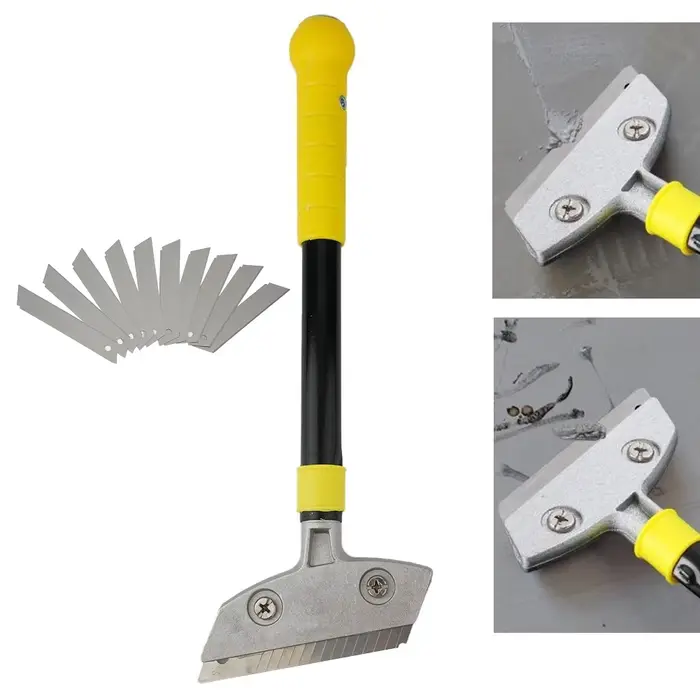 Grattoir coupe-mastic avec 10 lames de nettoyage, grattoir pour carrelage et verre, pelle propre, gr