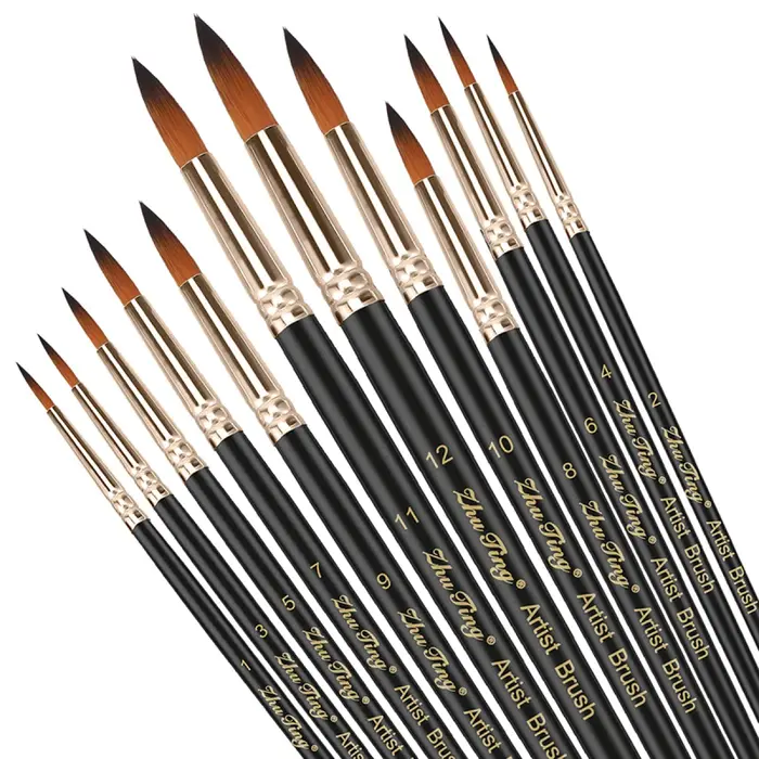Ensemble de pinceaux professionnels pour peinture à l'huile, pinceau acrylique, embout rond et point