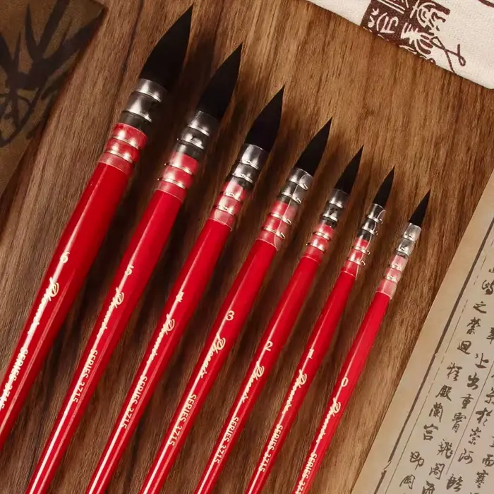 Phoenix – pinceau de peinture à l'aquarelle rouge potelé à pointe ronde
