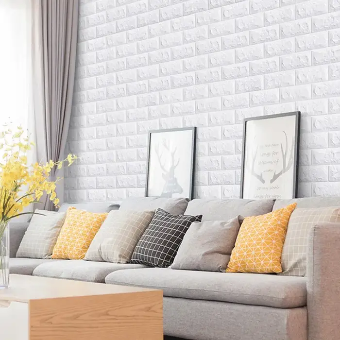 Autocollants de panneaux muraux en brique auto-adhésifs imperméables, papier peint de salon, décor à