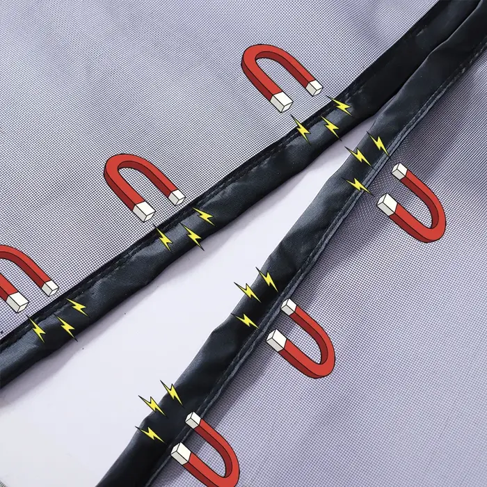 TYRESSING-Fenêtre Magnétique Noire, Taille Personnalisée, Fibre de Verre, Maille, Poignées Amovibles